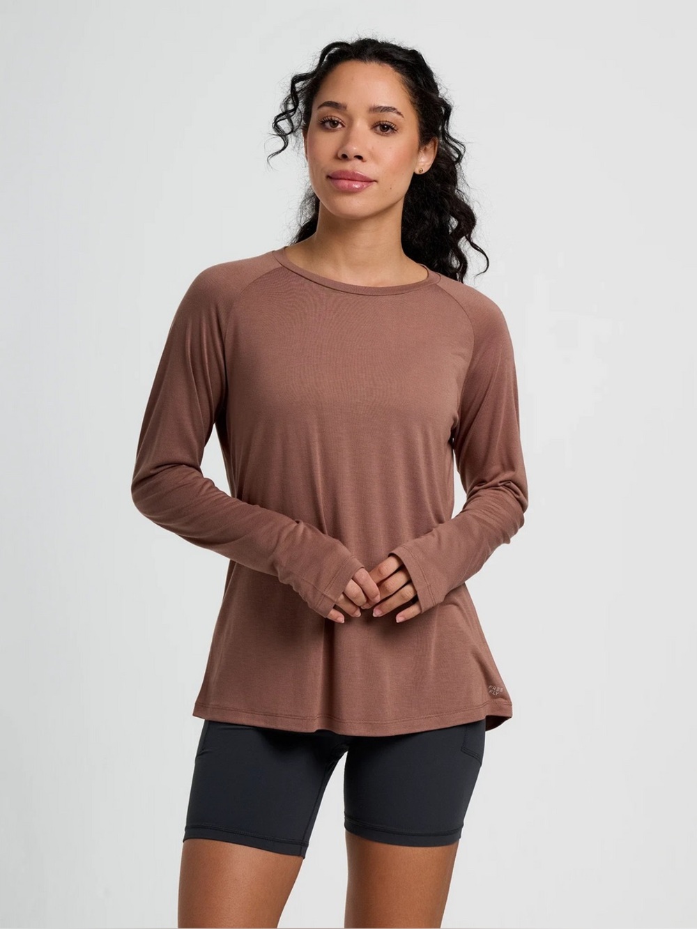 FREE FLY APPAREL Women's Bamboo Lightweight Long Sleeve in Nutmeg Brown